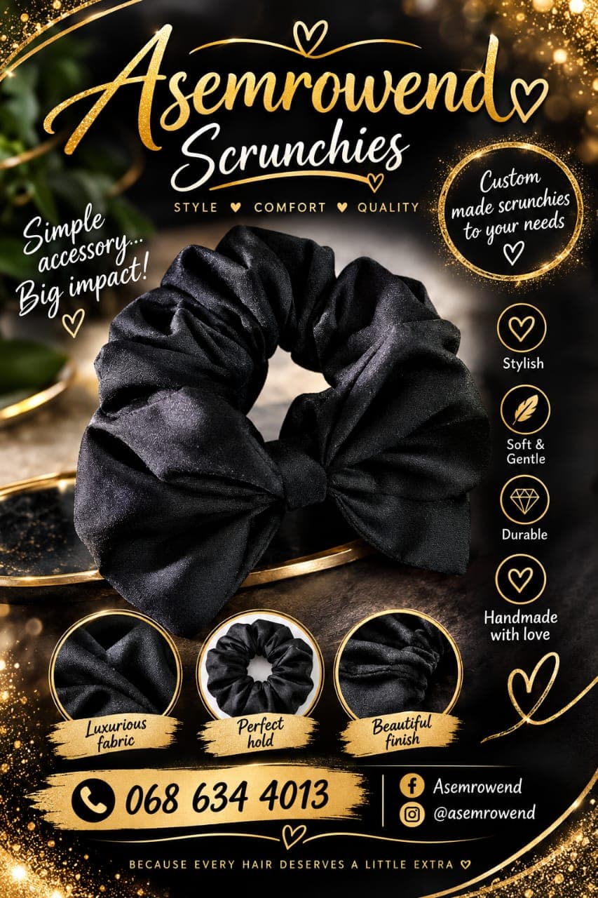 Black bow scrunchie