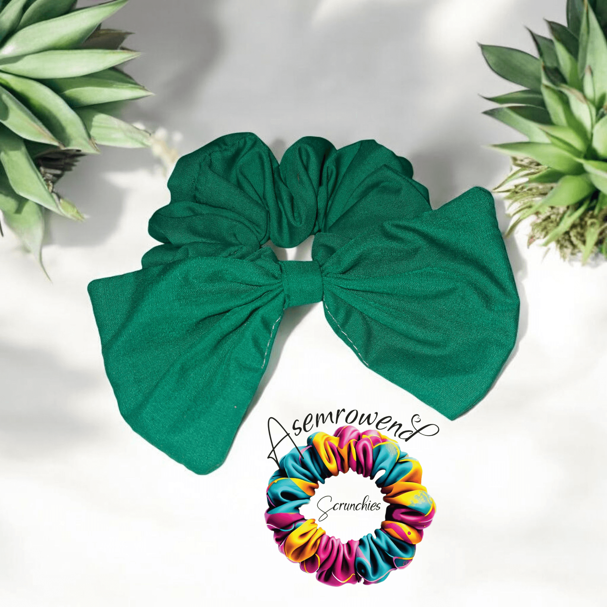 Green bow scrunchie
