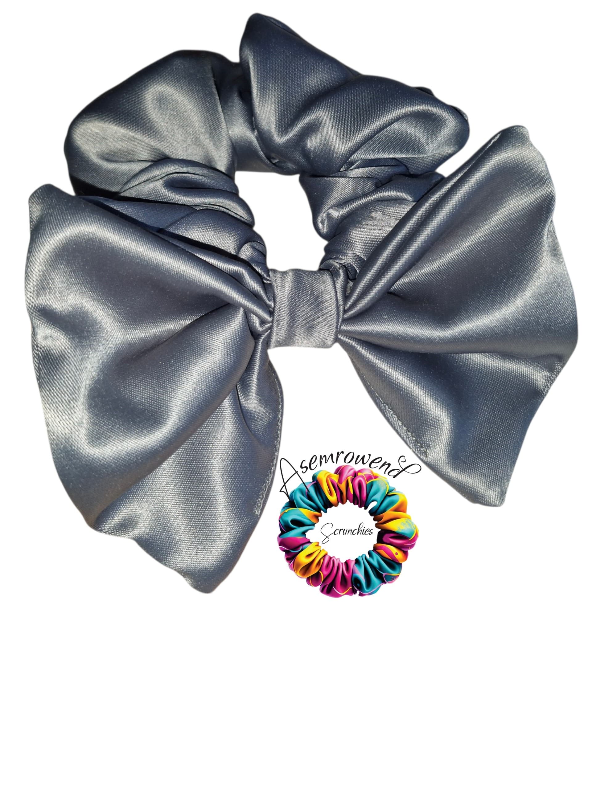 Grey bow scrunchie