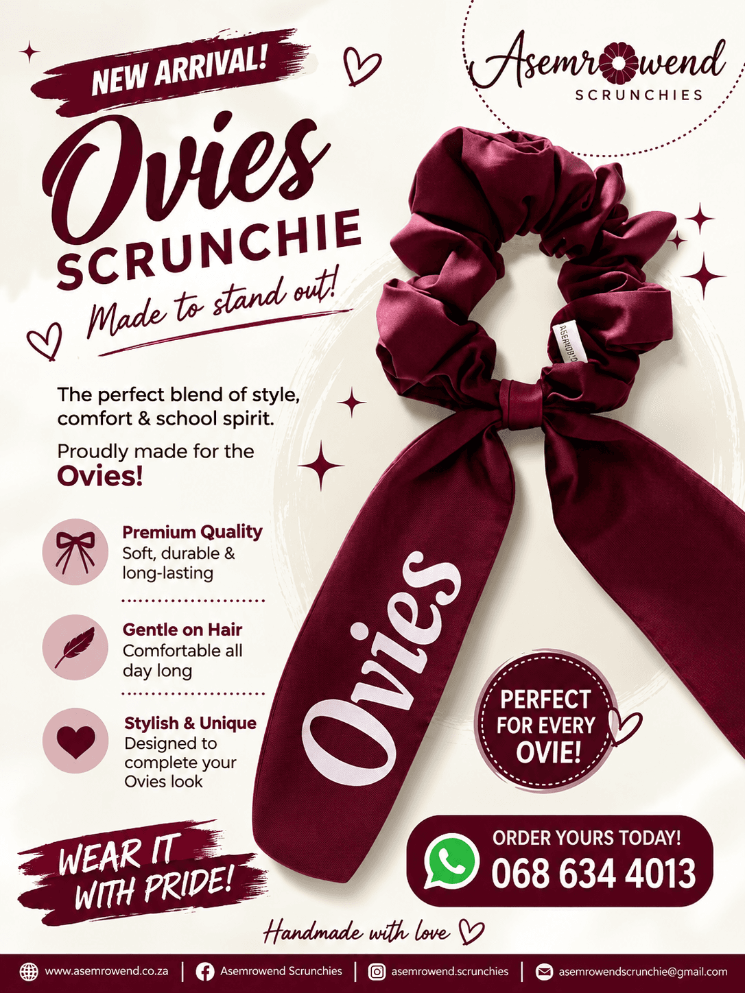 Ovies maroon scrunchie