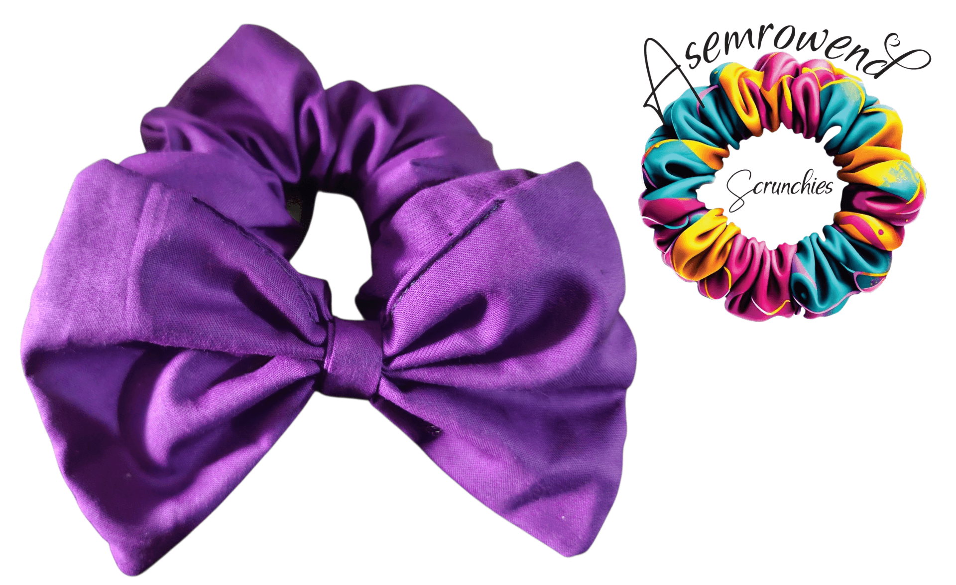 Purple bow scrunchie