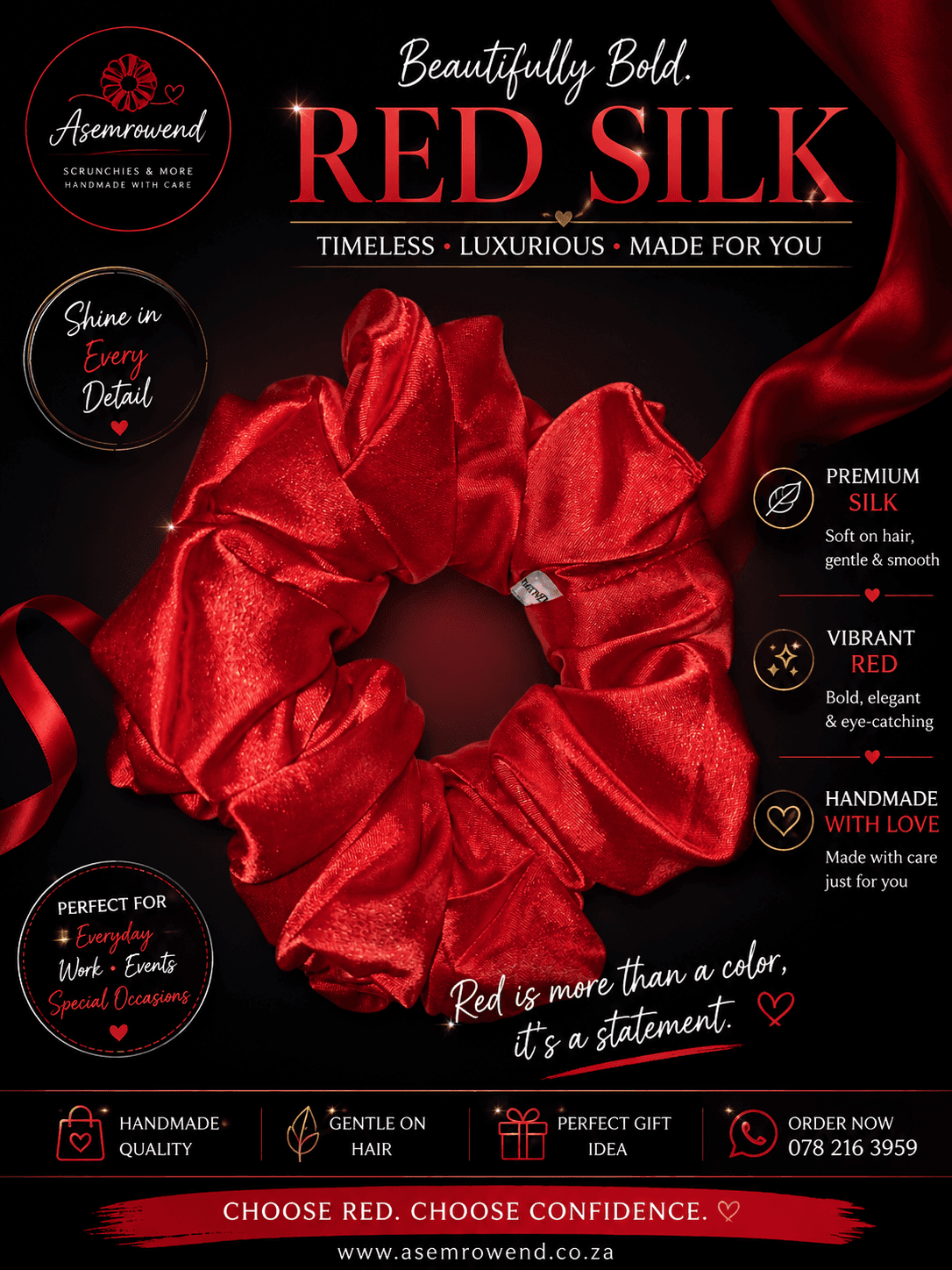 Red silk scrunchie