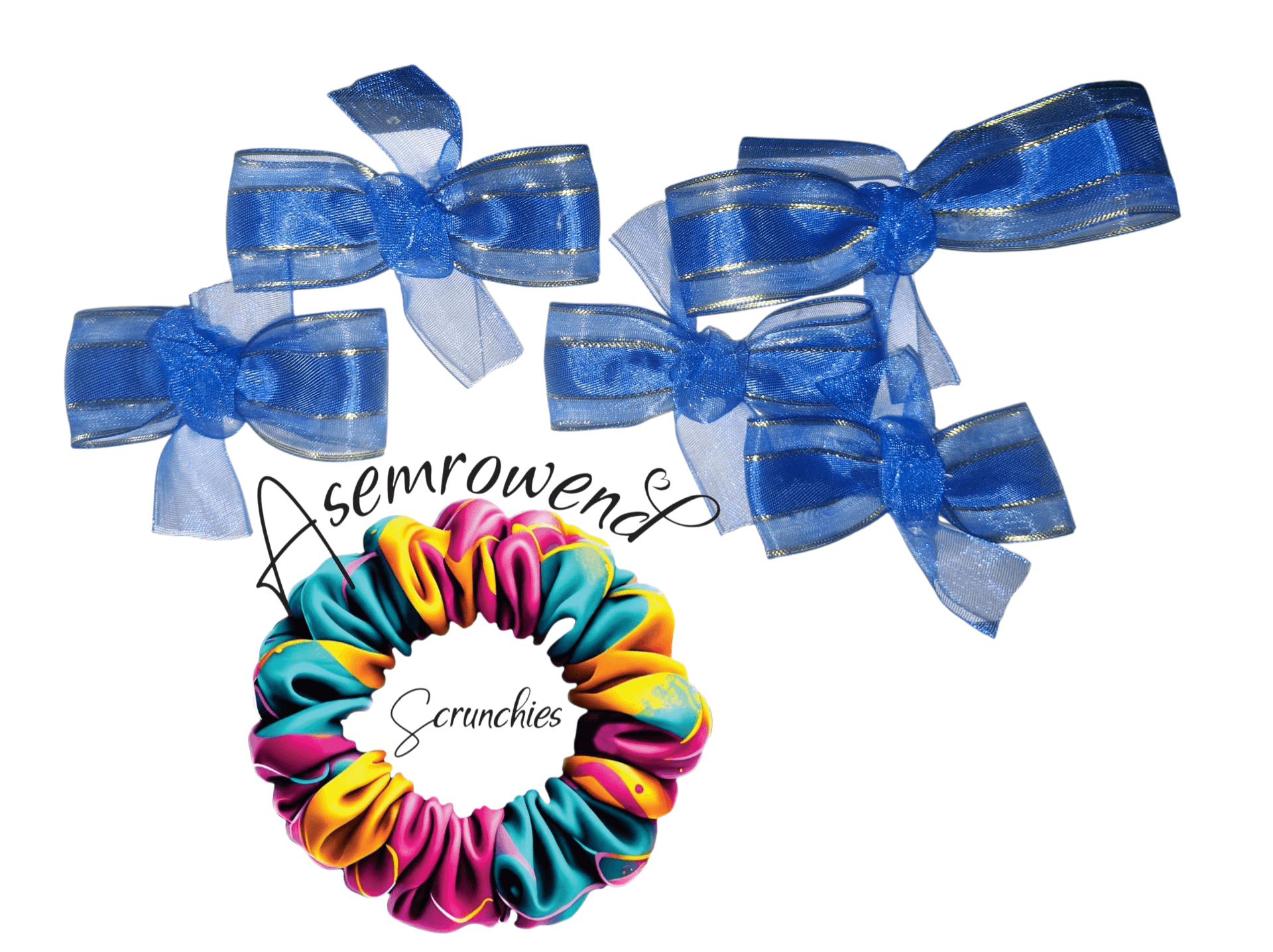 Royal blue bow hair clips